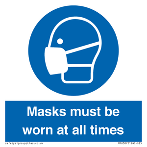 Masks must be worn at all times